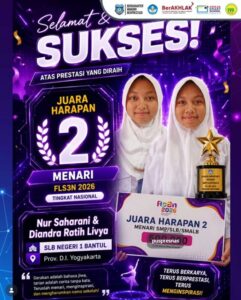 Selamat kepada Nur Saharani dan Diandra Ratih Livya yang berhasil meraih Juara Harapan 2 Cabang Lomba Menari pada FLS3N Tahun 2026